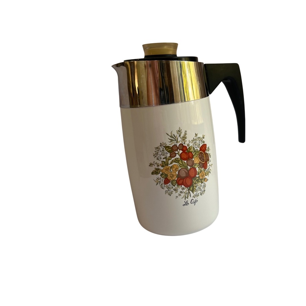 Vintage Corning Le Cafe 10 Cup Electric Coffee Percolator Pot E-1210-8 Floral